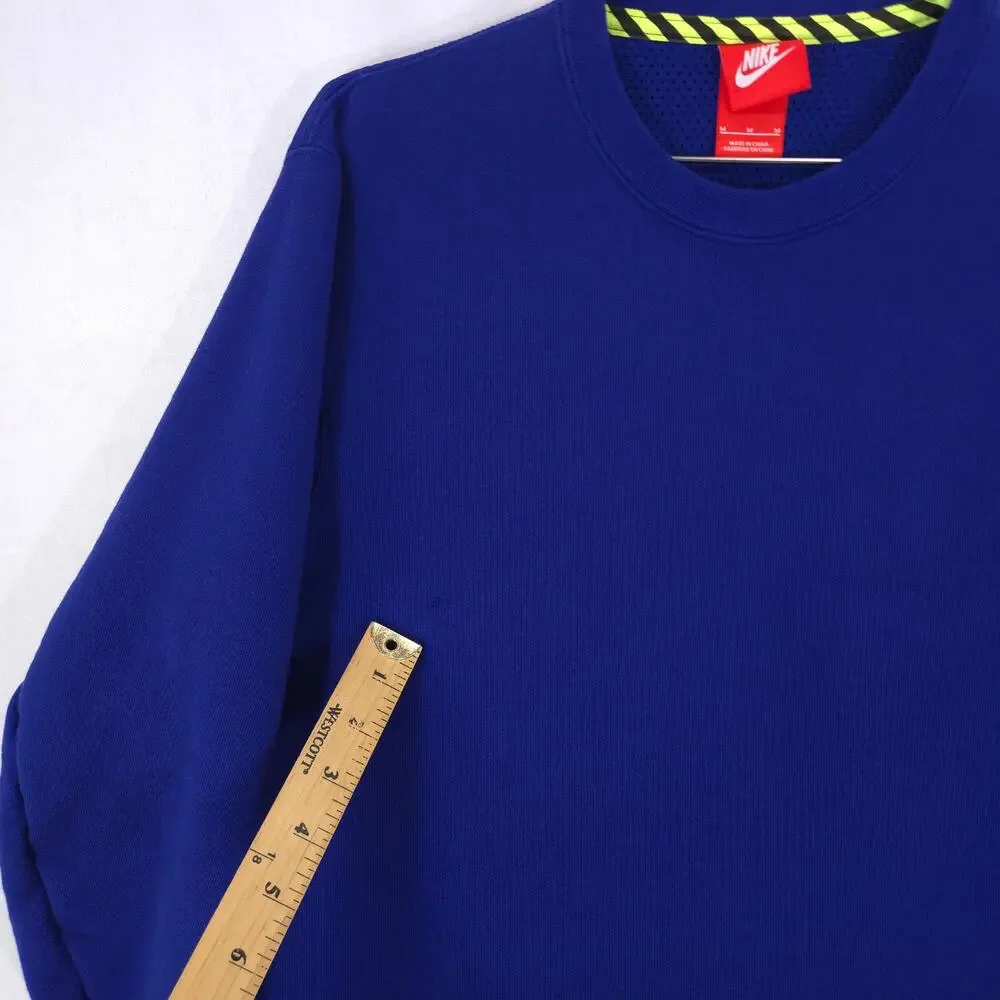 Nike Sweatshirt Mens M Blue Track‎ & Field Crew Neck Zip Pocket Ventilated Back